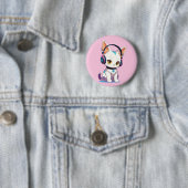 Kawaii Kitten in Rocking-Kopfhörern Button (Beispiel)