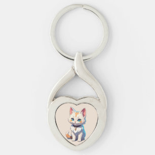 Kawaii Kitten mit Feline Charm Schlüsselanhänger