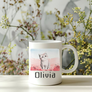 Kawaii Kitten Personalisiert Girl Name Rosa Tasse
