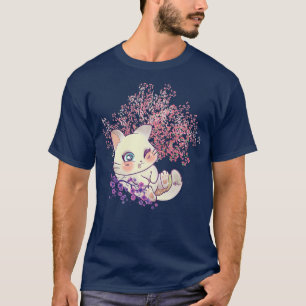 Kawaii Kitten Sakura Tree Cherry Blume Japanisch B T-Shirt
