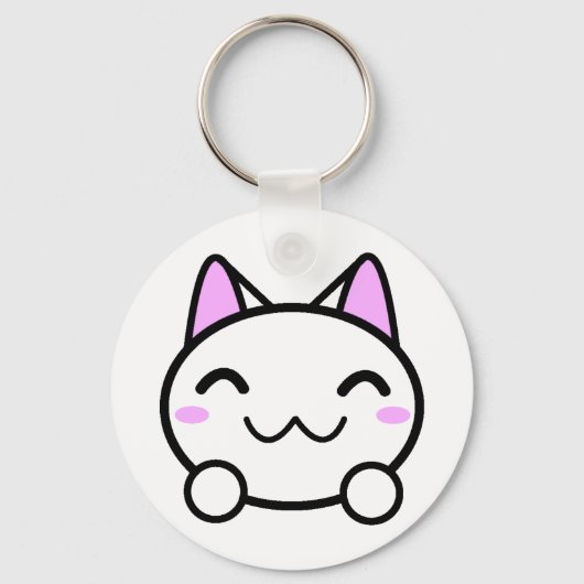 Kawaii Kitty Button Schlüsselanhänger (Vorderseite)