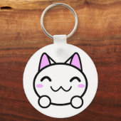 Kawaii Kitty Button Schlüsselanhänger (Vorderseite)