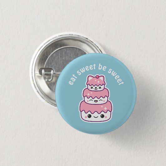 Kawaii Kitty Cat Cake Button (Vorne & Hinten)