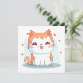Kawaii Kitty Cat Chibi Einladung (Stehend Vorderseite)
