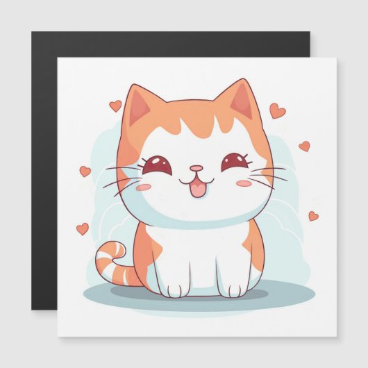 Kawaii Kitty Cat Chibi Magneteinladung (Vorne/Hinten)