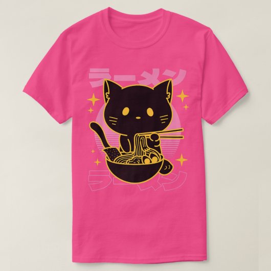 Kawaii Kitty Cat Eating Ramen Niedlich Kitten Otak T-Shirt (Design vorne)