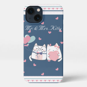 Kawaii Kitty Couple Herz Cat Bridge and Groom iPhone 13 Hülle