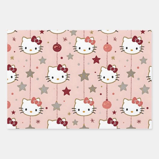 Kawaii Kitty & Friends Weihnachtswrapping Paper Geschenkpapier Set (Vorderseite)