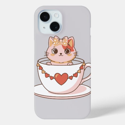 Kawaii Kitty in a Teacup Case-Mate iPhone Hülle (Rückseite)