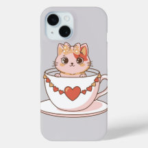 Kawaii Kitty in einer Teetasse
