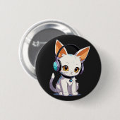Kawaii Kitty in stilvollen Kopfhörern Button (Vorne & Hinten)