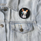 Kawaii Kitty in stilvollen Kopfhörern Button (Beispiel)