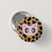 Kawaii kitty leopard print button (Vorne & Hinten)