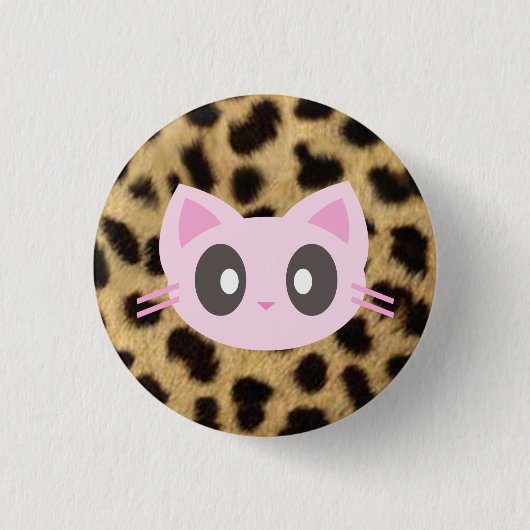 Kawaii kitty leopard print button (Vorderseite)