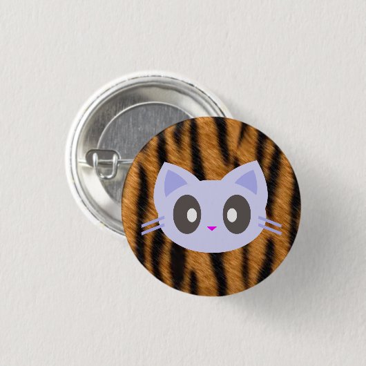 Kawaii kitty tiger print button (Vorne & Hinten)