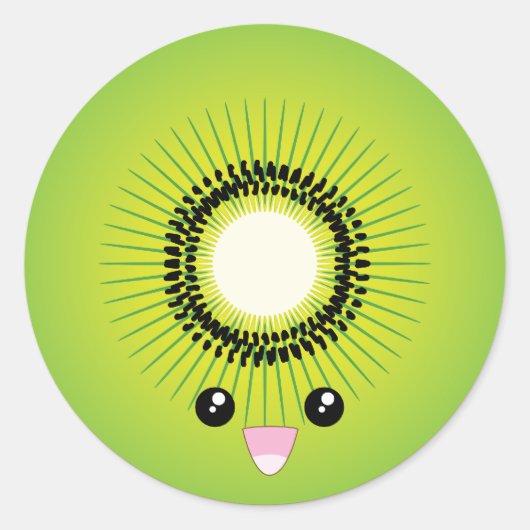 Kawaii Kiwi Runder Aufkleber (Vorderseite)