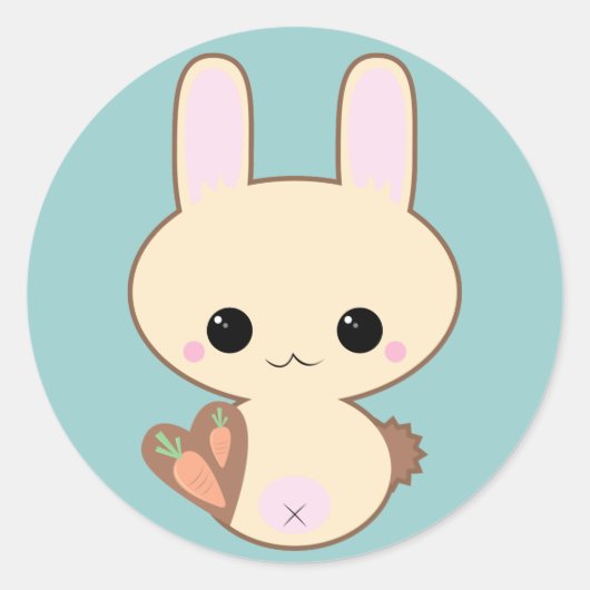 Kawaii Kokeshi Bunny Sticker (Vorderseite)