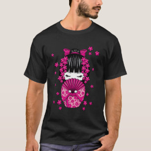 Kawaii Kokeshi Puppe mit japanischem Kirschblossom T-Shirt