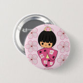 Kawaii Kokeshi Puppenknopf Button (Vorne & Hinten)