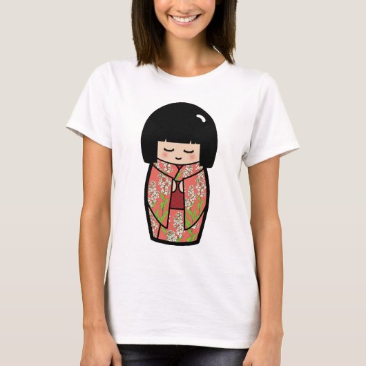 Kawaii Kokeshi (Rosa) Japanisches Puppentheater Sh T-Shirt (Vorderseite)
