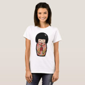 Kawaii Kokeshi (Rosa) Japanisches Puppentheater Sh T-Shirt (Vorne ganz)