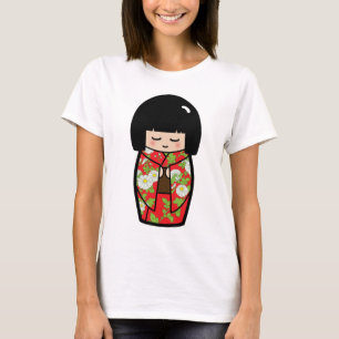 Kawaii Kokeshi (Rot) Japanisches Puppen-Shirt T-Shirt