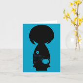 Kawaii Kokeshi Silhouette-Anmerkungs-Karte Karte (Gelbe Blume)