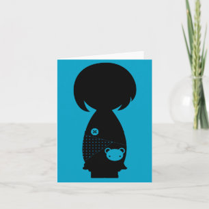 Kawaii Kokeshi Silhouette-Anmerkungs-Karte Karte