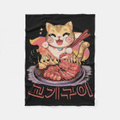 Kawaii Korean Cat Eating Grillen Fleecedecke (Vorderseite)