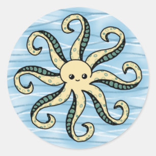 Kawaii Kraken-Aufkleber-Siegel Runder Aufkleber