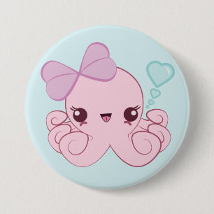 Kawaii Kraken-Knopf Button