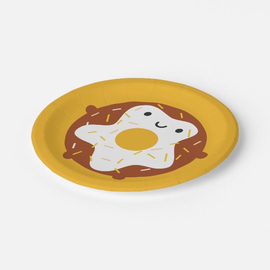 Kawaii Krapfen Pappteller (Schrägansicht)