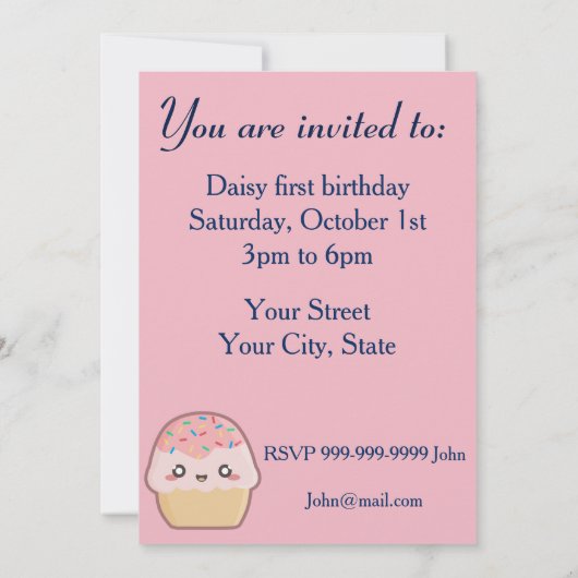 Kawaii-Kuchen Einladung (Rückseite)
