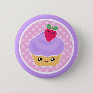 Kawaii Kuchen-Erdbeere Button