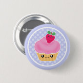 Kawaii Kuchen-Erdbeere Button (Vorne & Hinten)