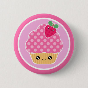 Kawaii Kuchen-Erdbeere Button