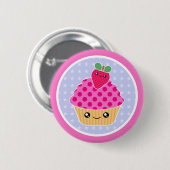 Kawaii Kuchen-Erdbeere Button (Vorne & Hinten)