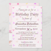 Kawaii Kuchen-Herzrosa Einladung (Vorne/Hinten)