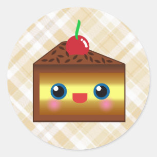 Kawaii Kuchen Torte Schokolade Vanille Creme Kirsc Runder Aufkleber