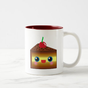 Kawaii Kuchen Torte Schokolade Vanille Creme Kirsc Zweifarbige Tasse