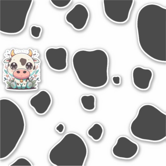 Kawaii-Kuh Aufkleber (Vorderseite)