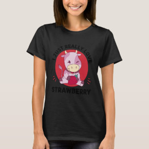 Kawaii Kuh Ich Liebe einfach Erdbeeren Frucht Lieb T-Shirt