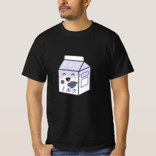Kawaii Kuh Retro Japanische Blaubeermilch T-Shirt