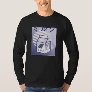 Kawaii Kuh Retro Japanische Blaubeermilch T-Shirt