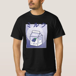 Kawaii-Kuh Retro-Japanische Blaubeermilch T-Shirt