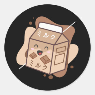 Kawaii-Kuh Retro-Japanische Schokoladenmilch-Kühe Runder Aufkleber