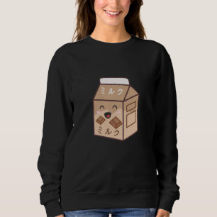 Kawaii-Kuh Retro-Japanische Schokoladenmilch-Kühe Sweatshirt
