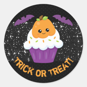 Kawaii Kürbis Halloween Cupcake Runder Aufkleber