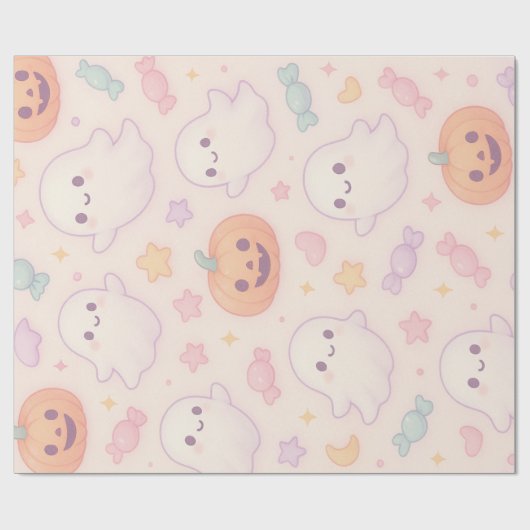 Kawaii Kürbis Halloween Design  Geschenkpapier (Flach)