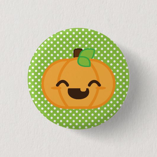 Kawaii Kürbislaterne Pumpkin Button (Vorderseite)
